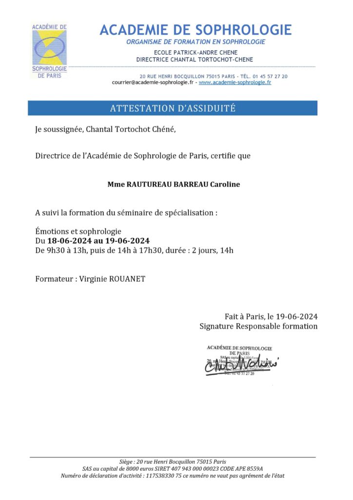 rautureau caroline Émotions et sophrologie